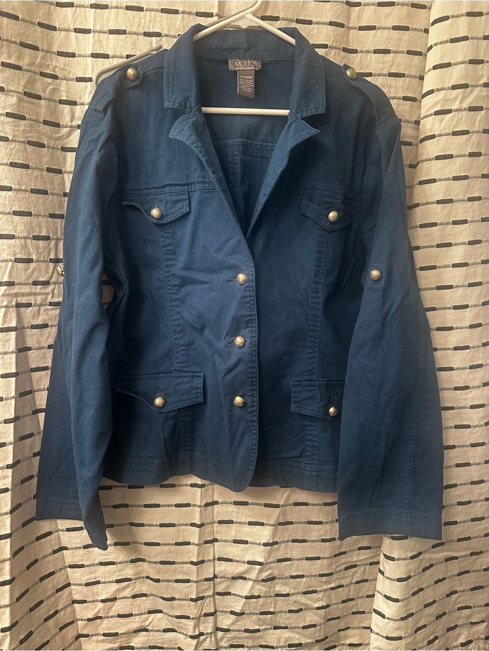 Motto Navy Military-Style Women's Blazer with Gold Buttons